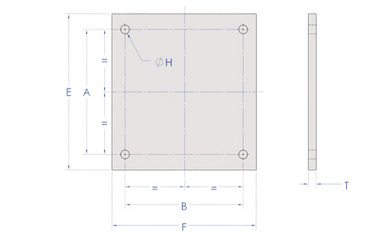 Diagram - Montageplatten für Typ BY