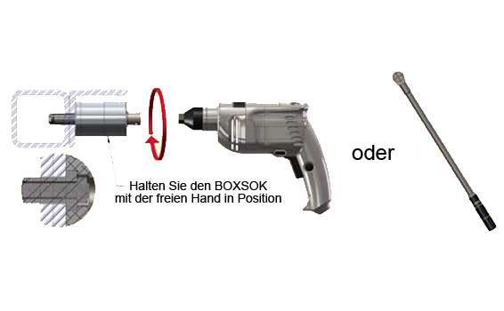 Montage des BOXSOK Schraubaufsatzes